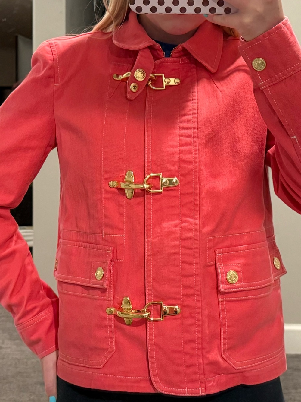 Ralph Lauren Coral Utility Jacket with Gold Hardware
